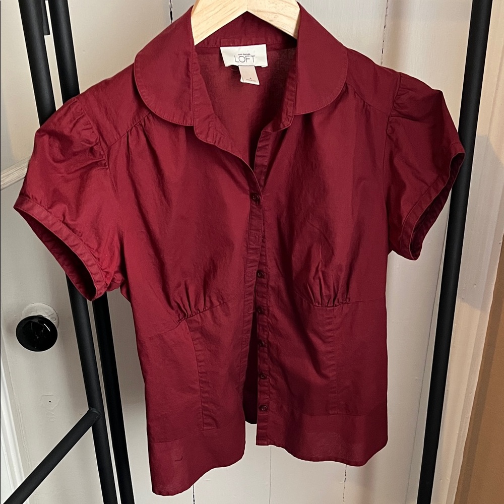 LOFT Burgundy Short Sleeve Top